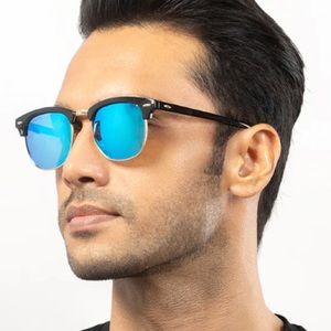 NOMAD Blue Mirror Cat Eye Tortoise Shell Mens Sunglasses
